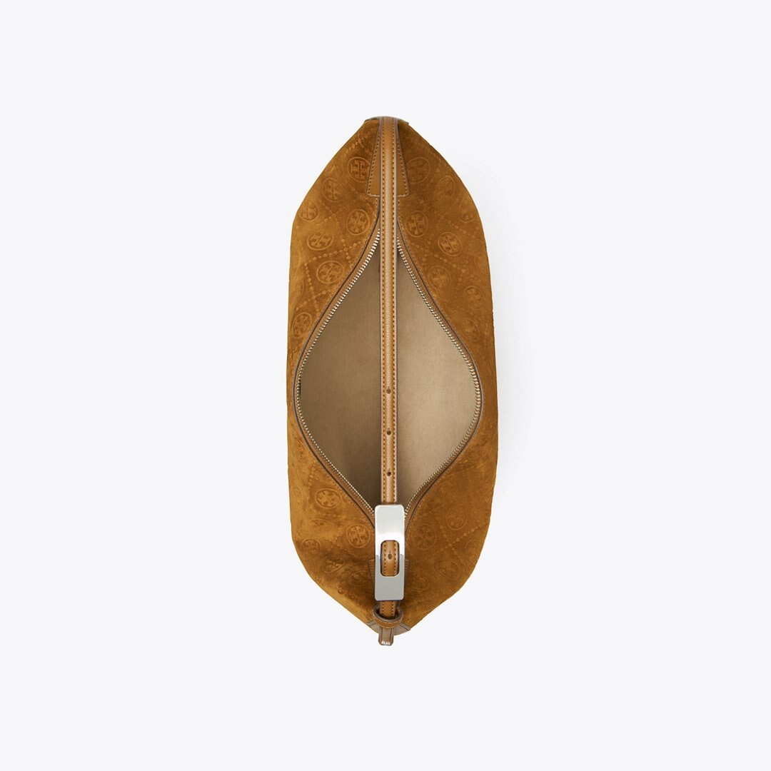 Tory Burch T Monogram Suede Balloon Bag CHICORY BROWN