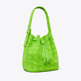 Tory Burch T Monogram Terry Oversized Bucket Bag Bright Fern