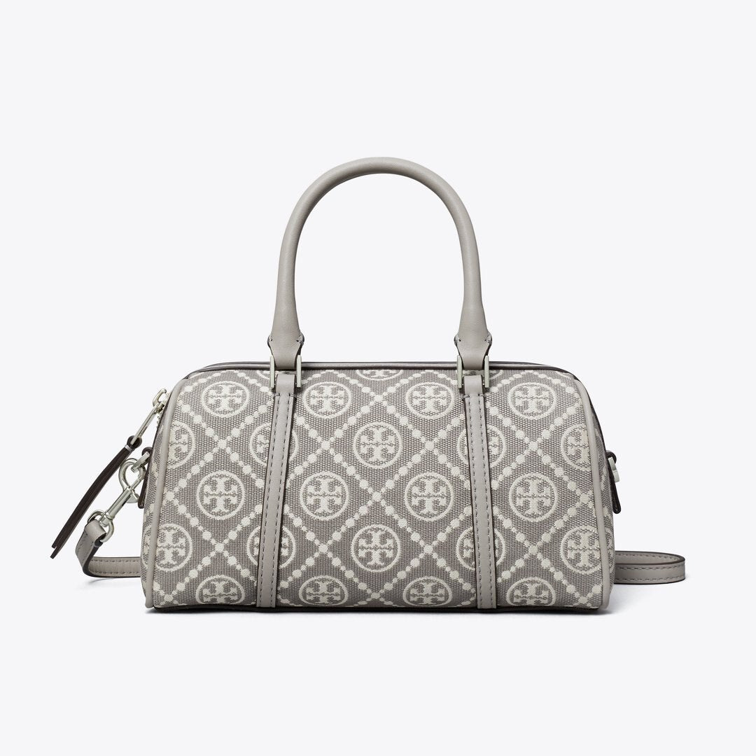 Tory Burch T Monogram Utility Mini Barrel Bag Gray