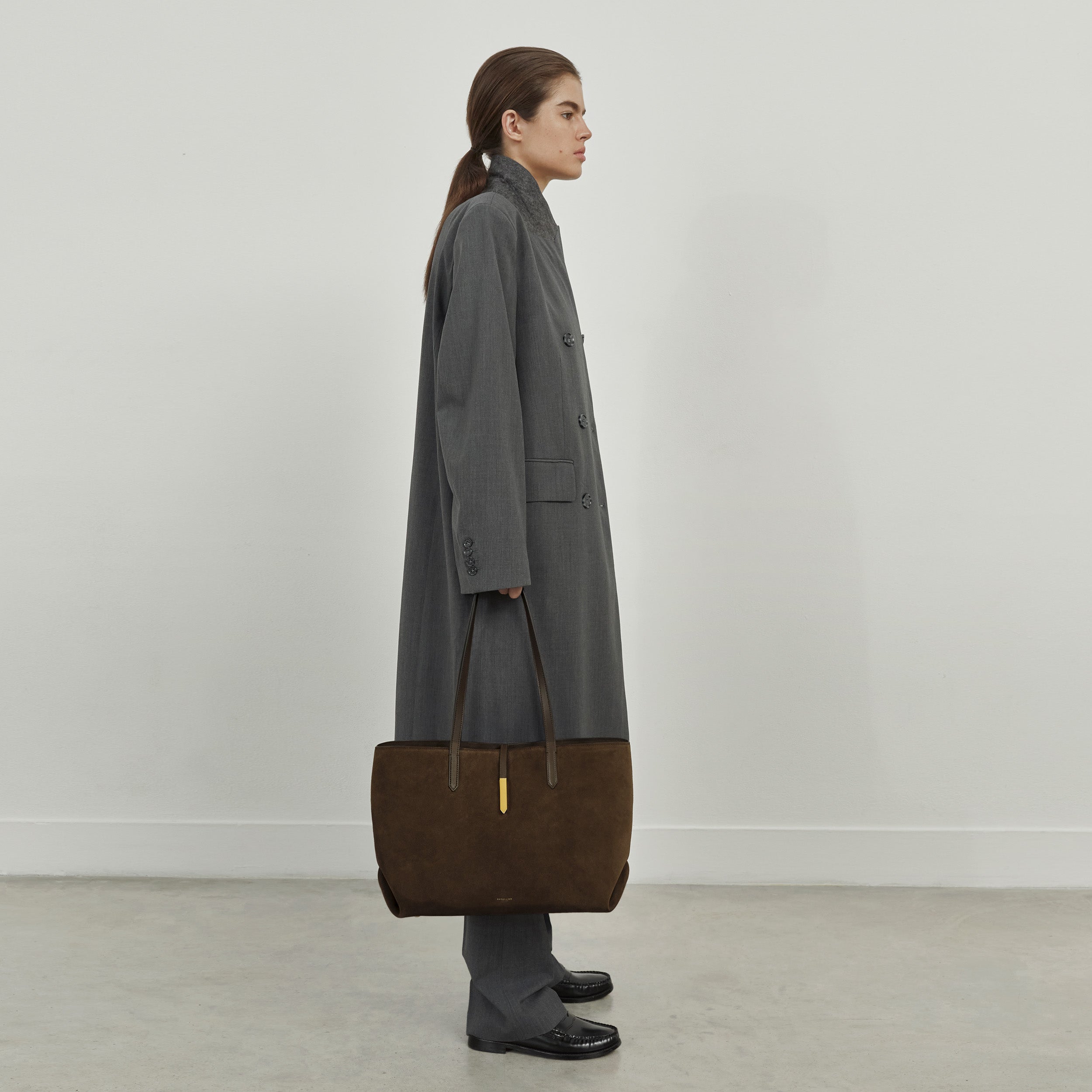 DeMellier The Tokyo Tote deep tan suede & deep tan smooth