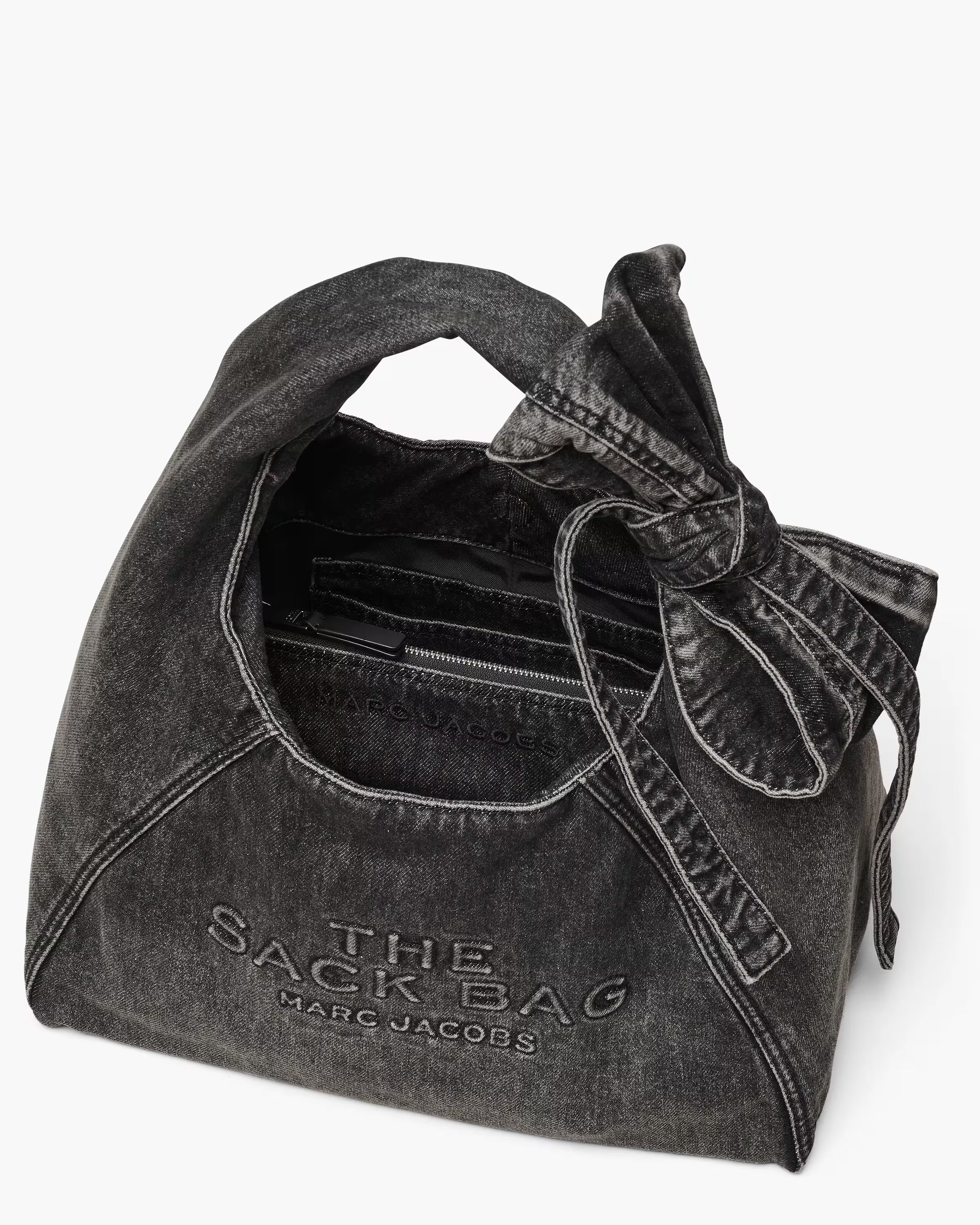 Marc Jacobs The Bow Denim Sack Bag Black Wash