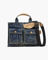 Marc Jacobs The Denim Suede Medium Cargo Tote Bag Dark Wash Indigo