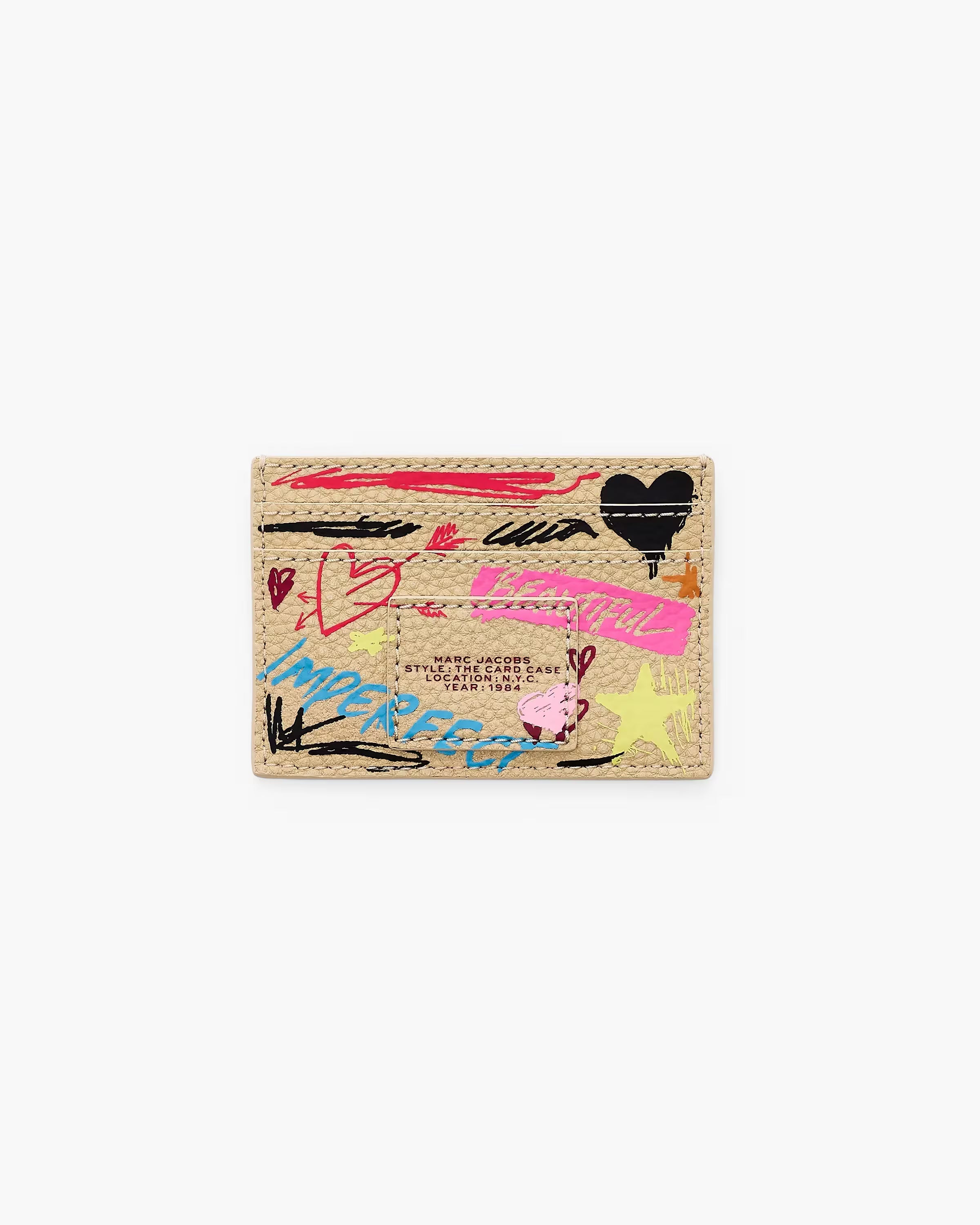 Marc Jacobs The Punk Scribble Card Case Beige Multi