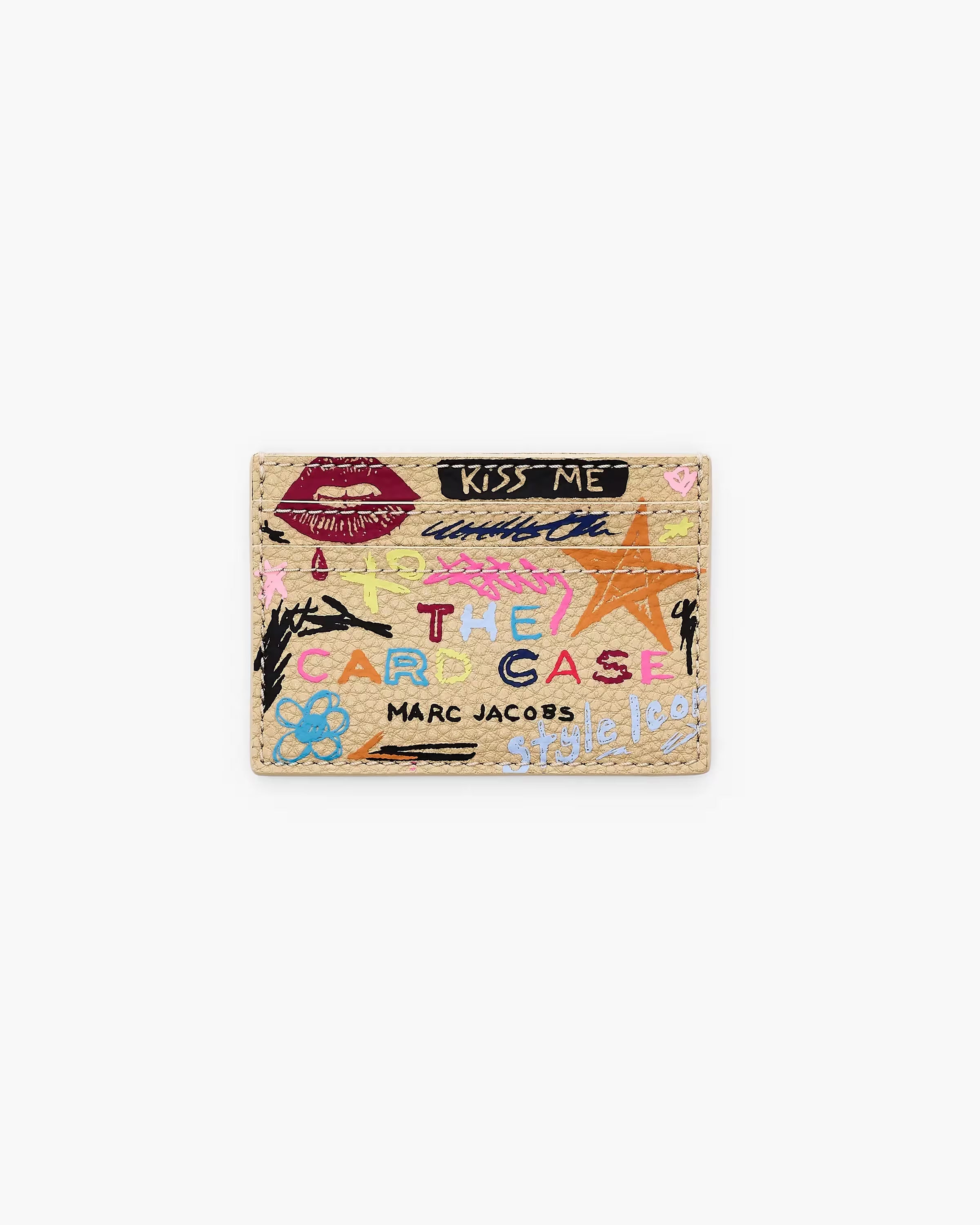 Marc Jacobs The Punk Scribble Card Case Beige Multi