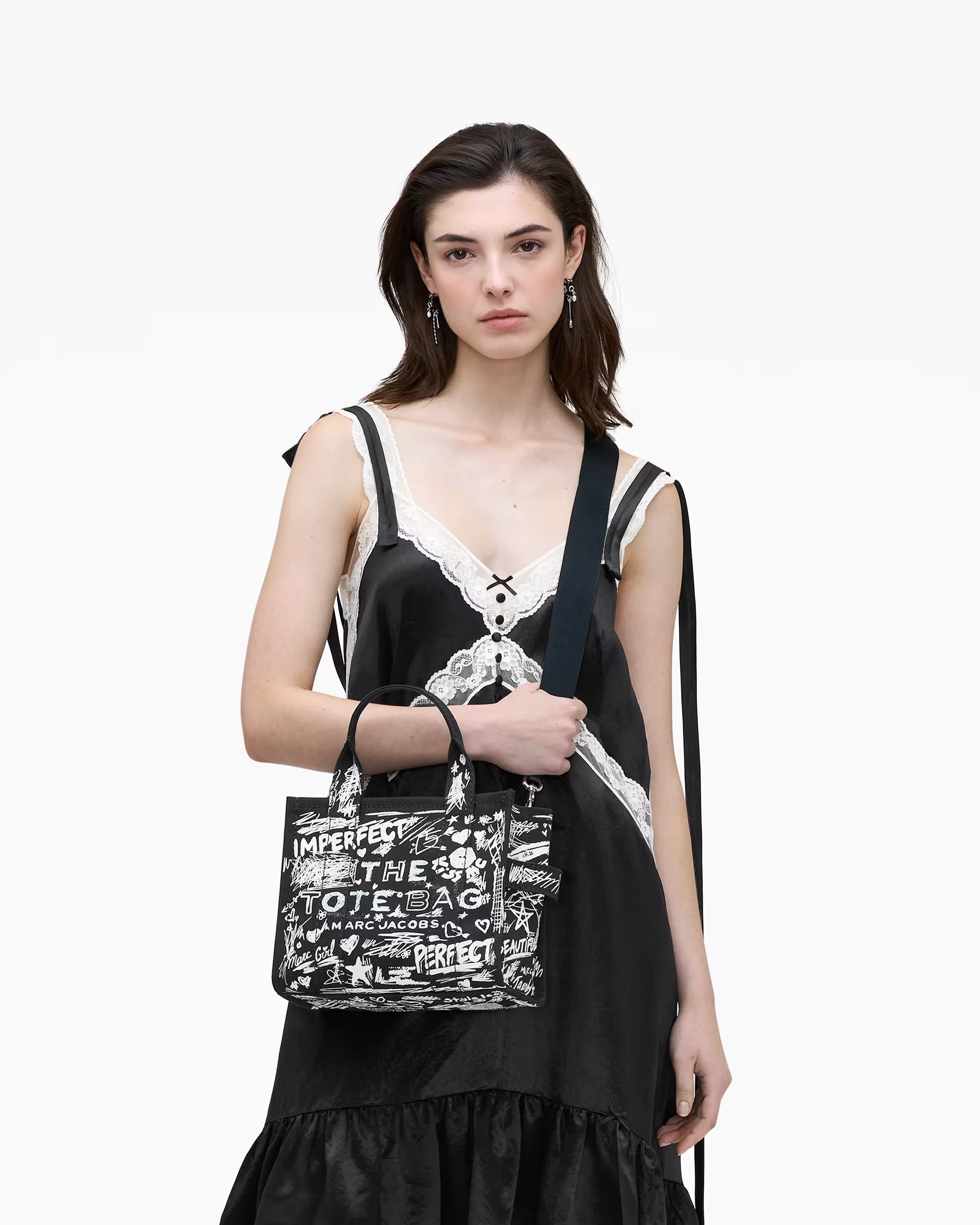 Marc Jacobs The Punk Scribble Canvas Small Tote Bag Black Multi