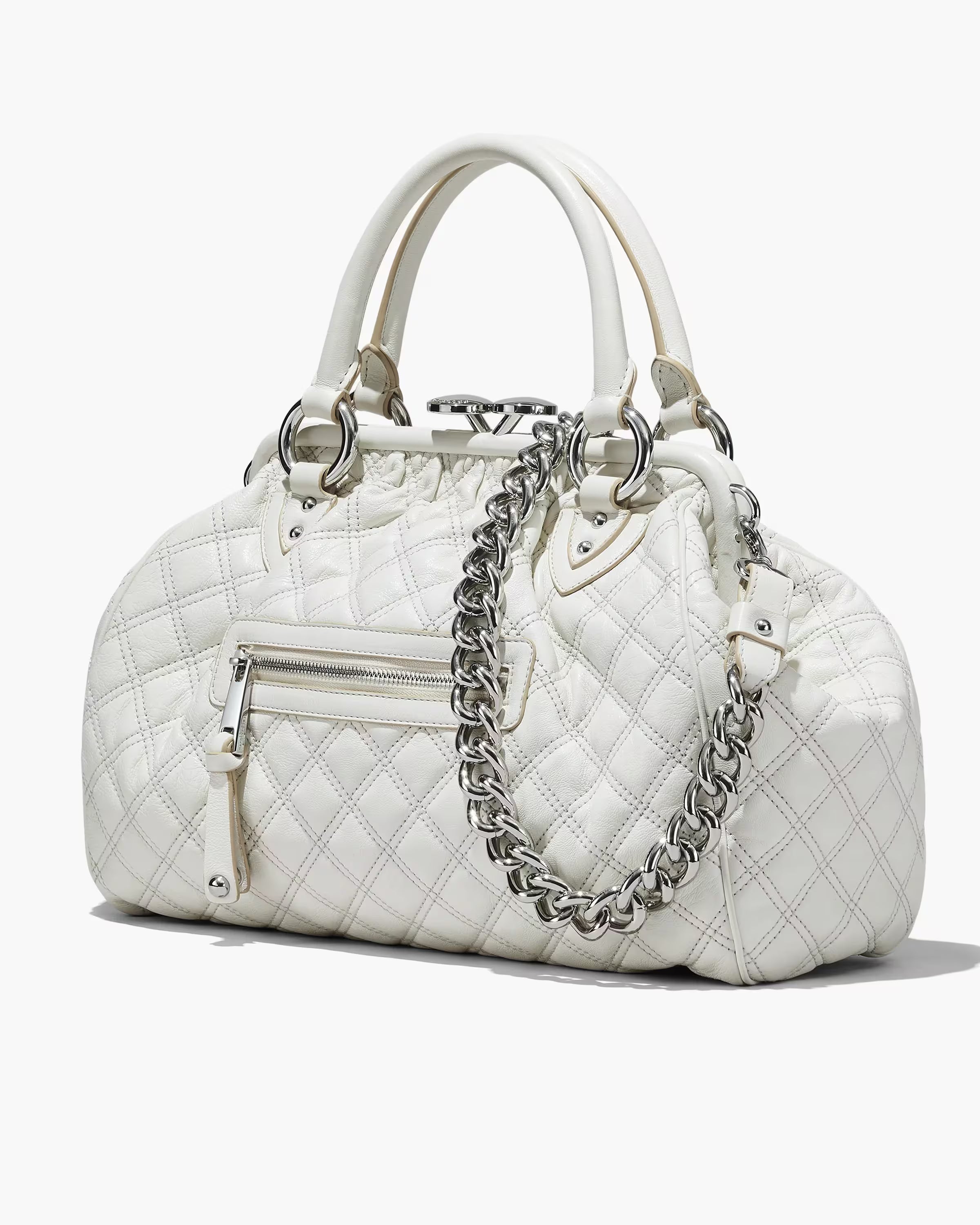Marc Jacobs Re-Edition Quilted Leather Stam Bag Cloud White