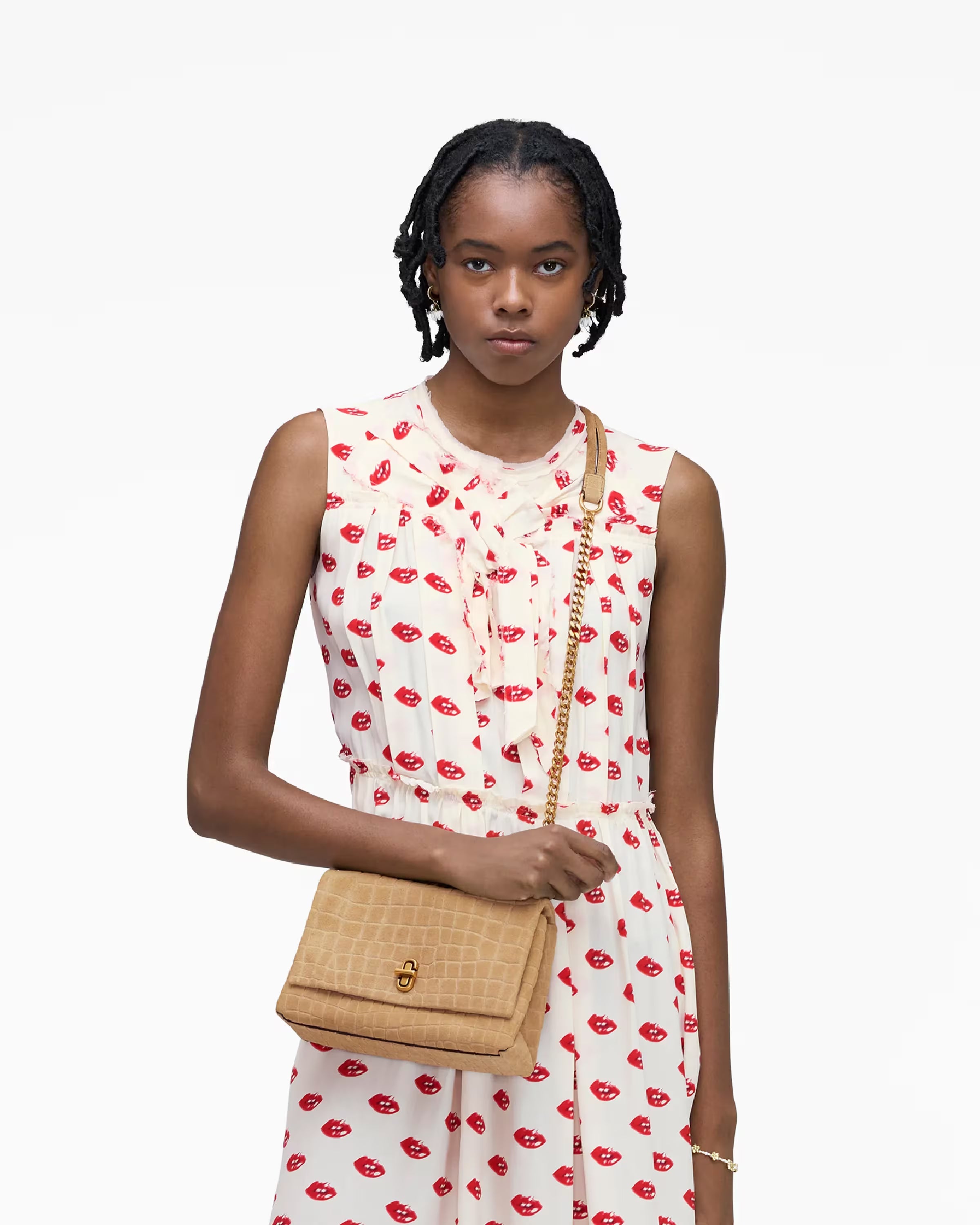 Marc Jacobs The Suede Croc Slim Dual Convertible Shoulder Bag Sahara