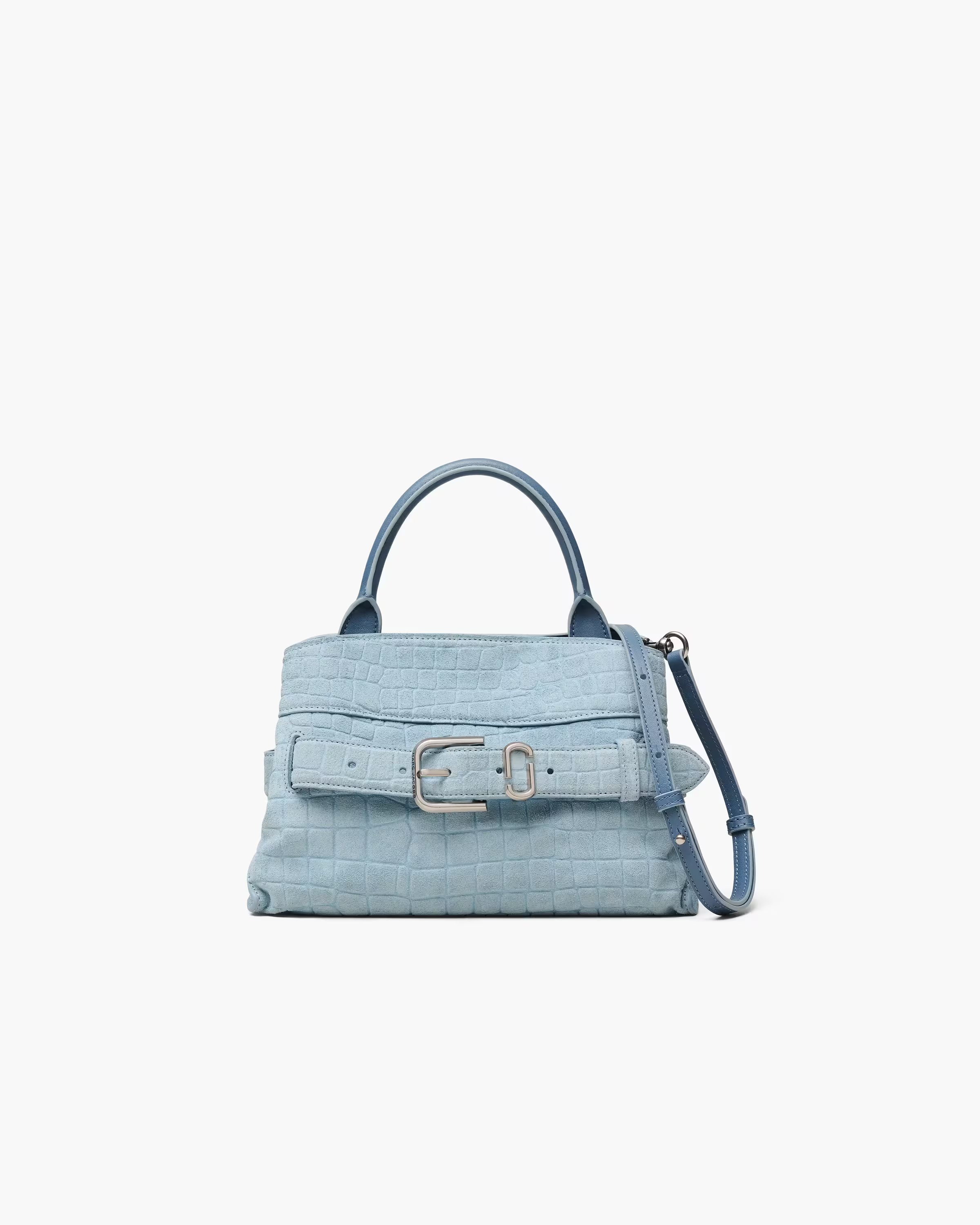 Marc Jacobs The Suede Croc Dakota Small Satchel Blue Mist