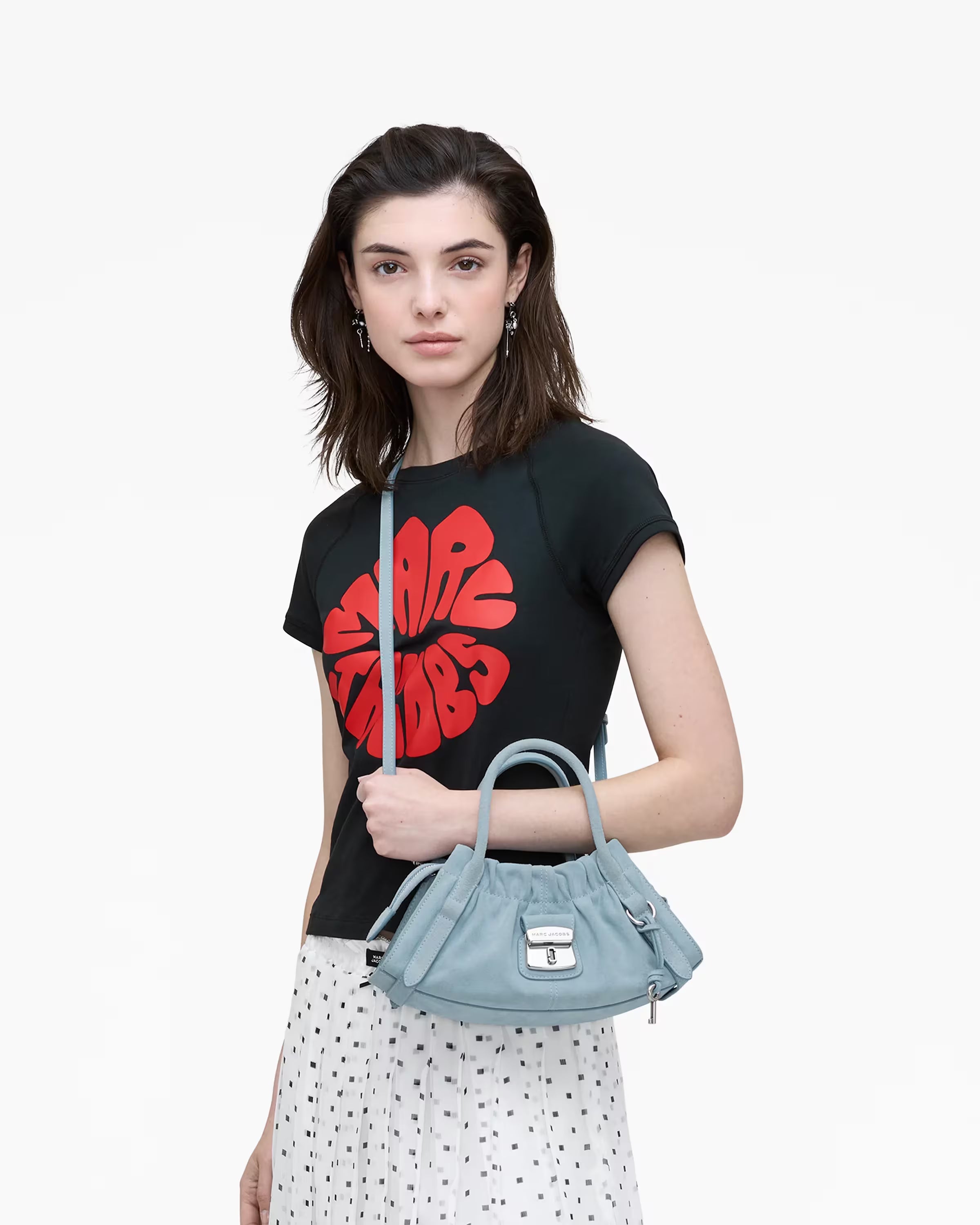 Marc Jacobs The Suede Cristina Small Satchel Blue Mist