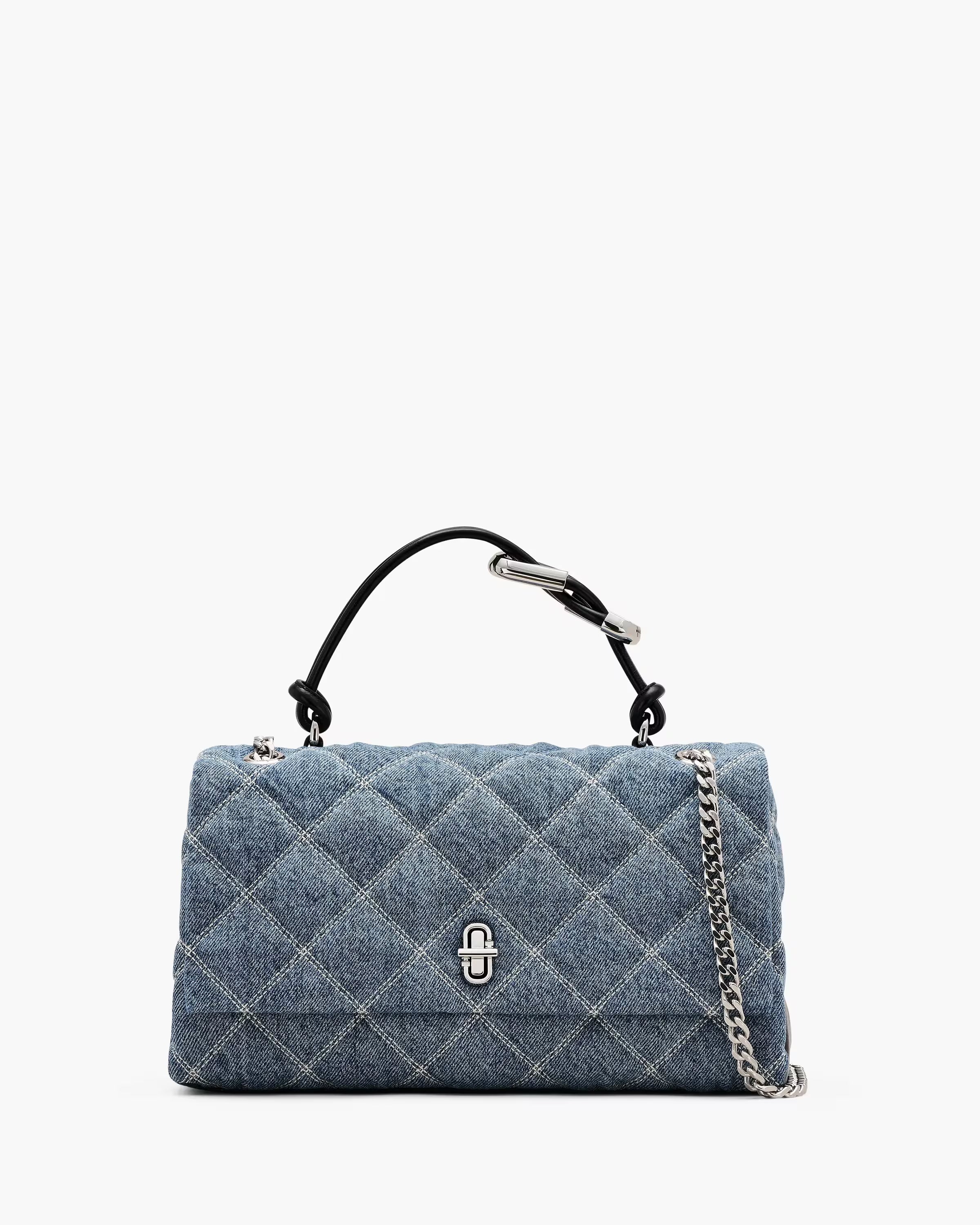 Marc Jacobs The Quilted Denim Dual Convertible Shoulder Bag Light Wash Indigo
