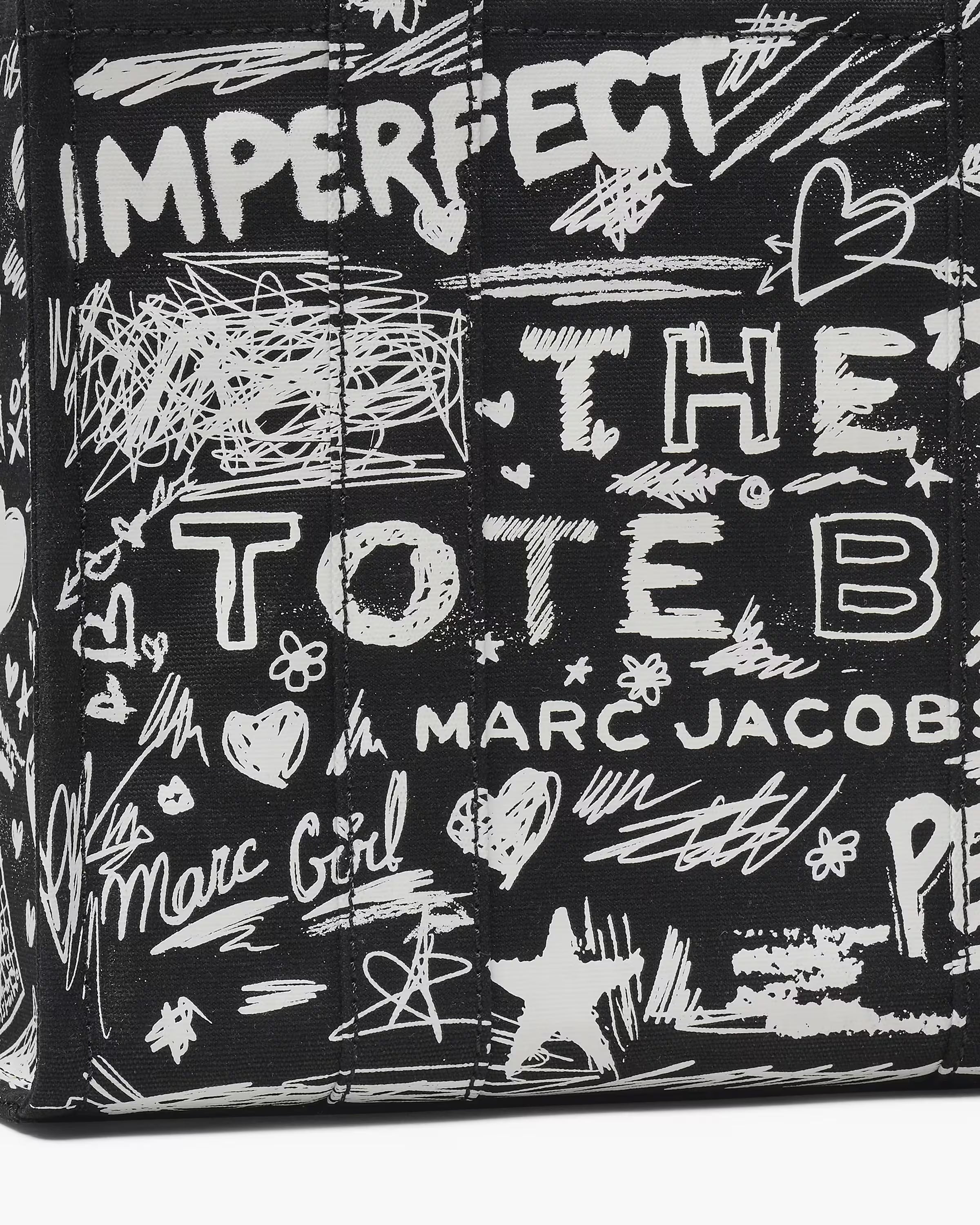 Marc Jacobs The Punk Scribble Canvas Medium Tote Bag Black Multi