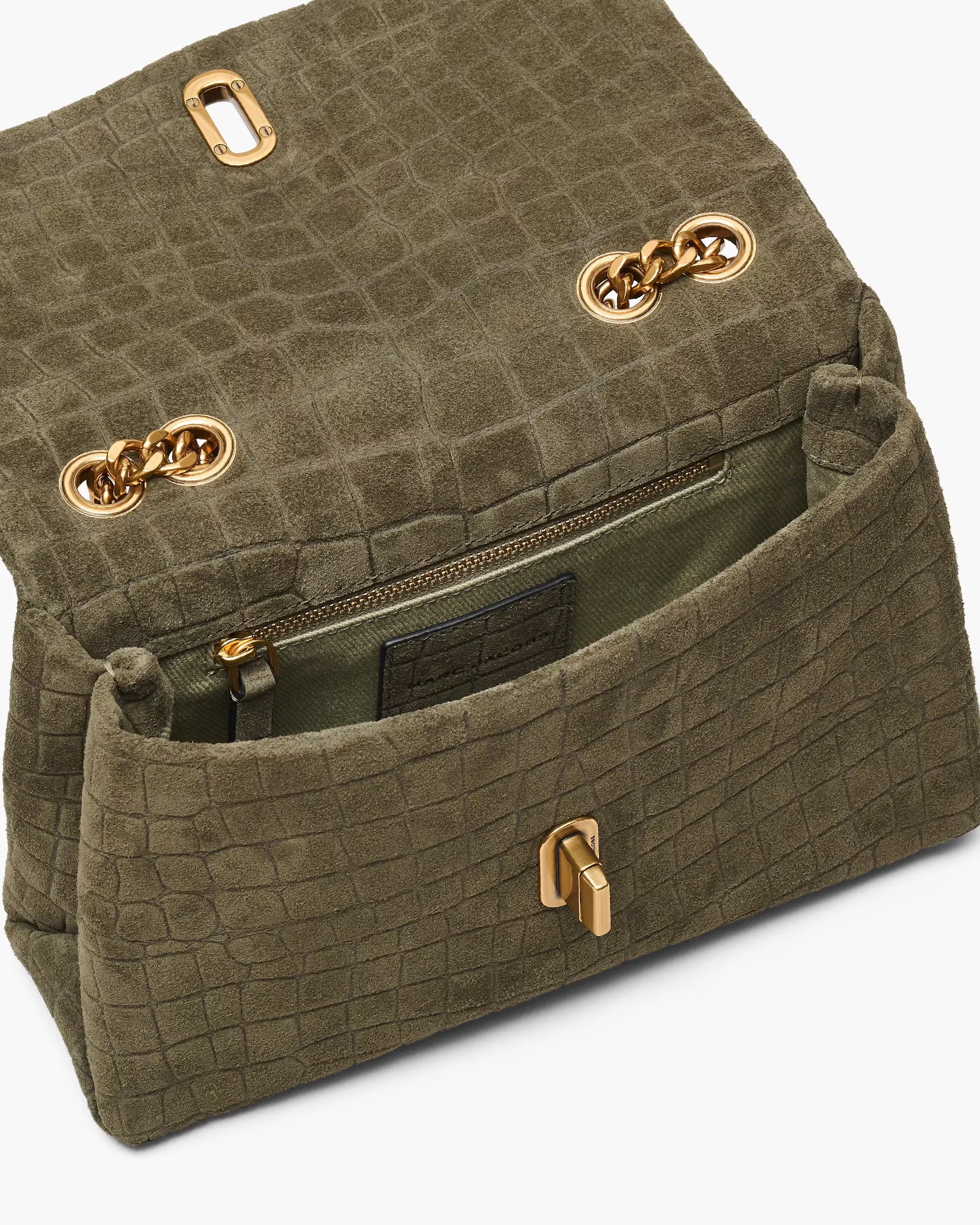 Marc Jacobs The Suede Croc Slim Dual Convertible Shoulder Bag Olive