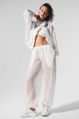 Alo Yoga Sheer Game Time Wide Leg Jogger - White