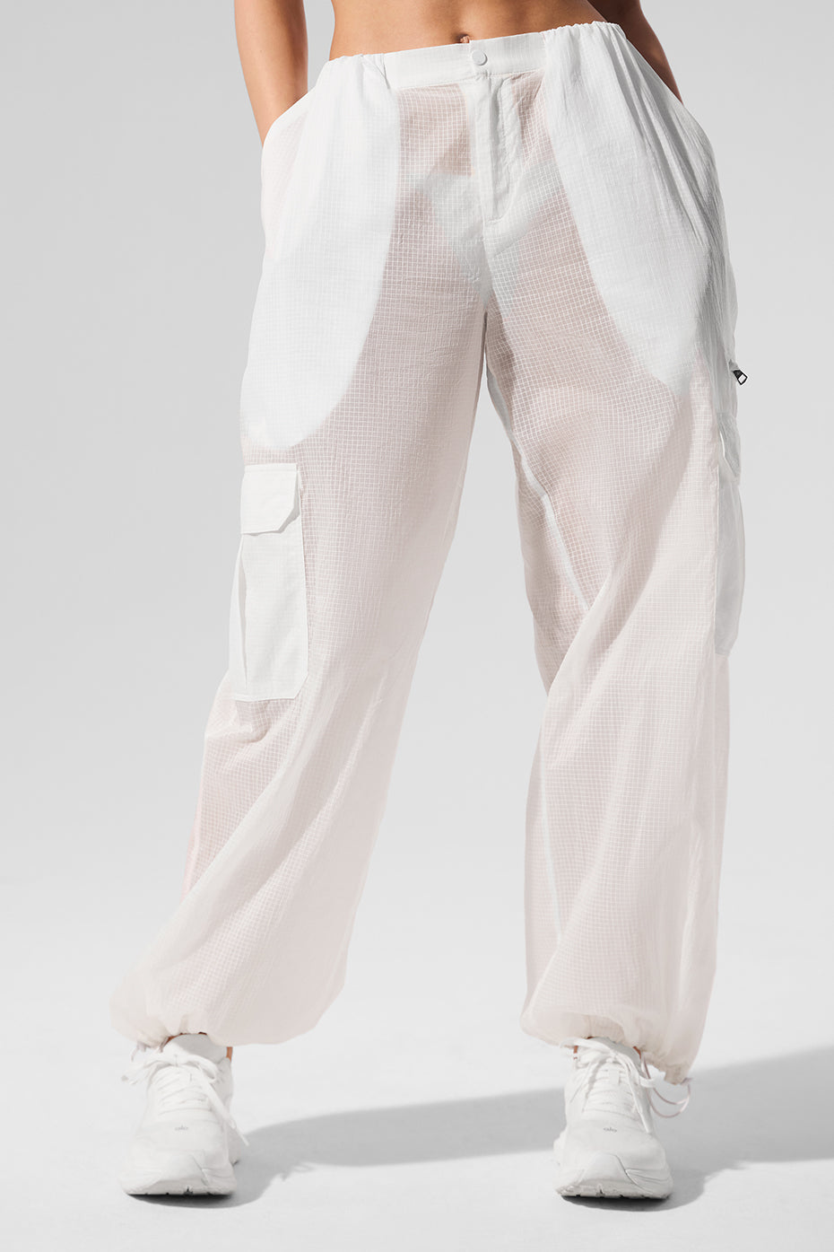 Alo Yoga Sheer Game Time Wide Leg Jogger - White