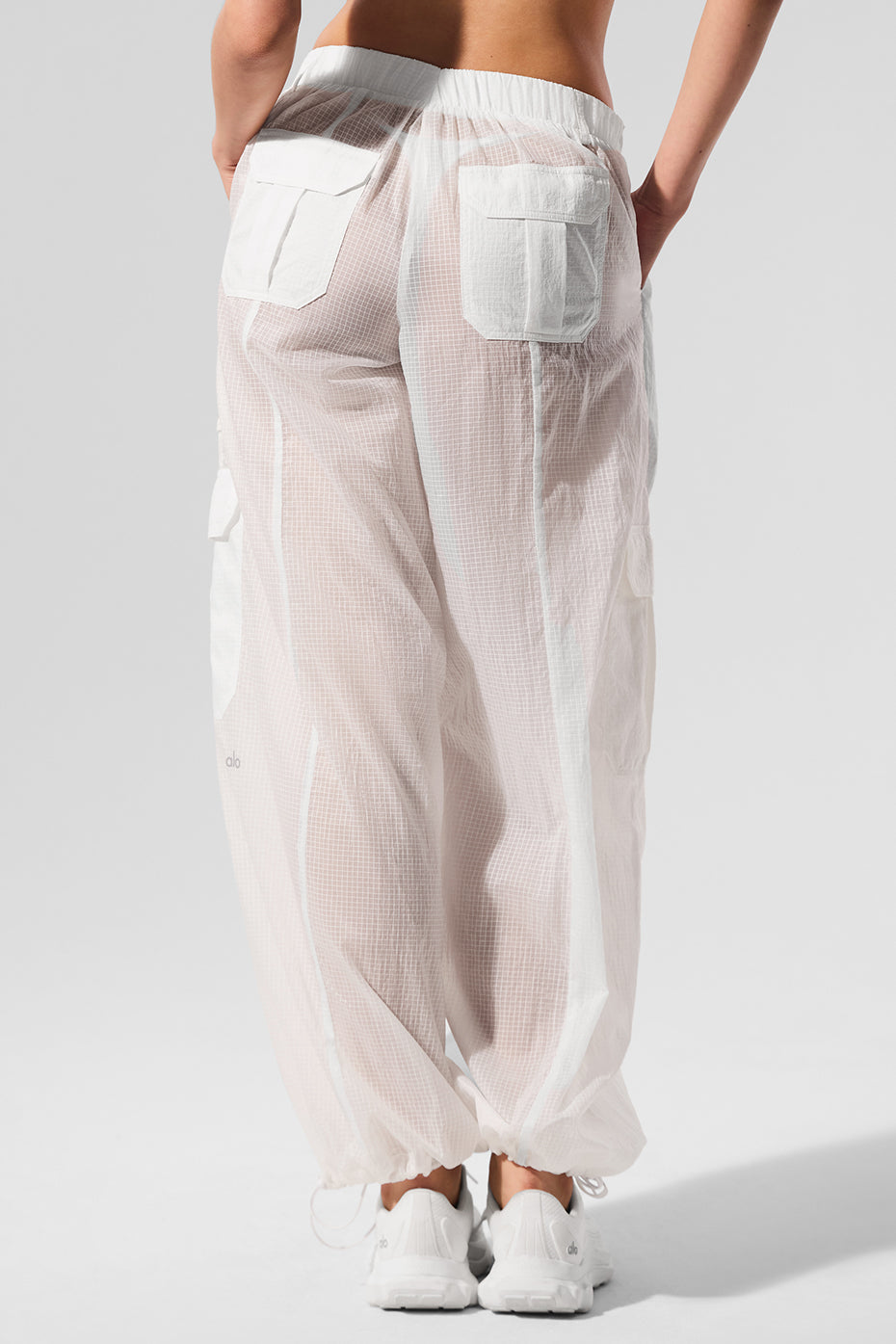 Alo Yoga Sheer Game Time Wide Leg Jogger - White