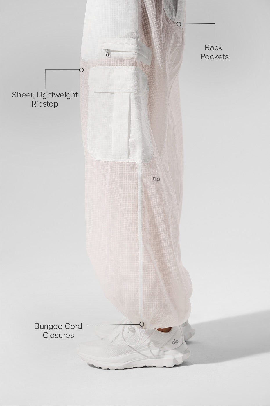 Alo Yoga Sheer Game Time Wide Leg Jogger - White