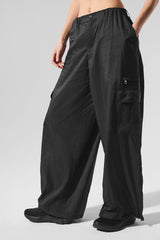 Alo Yoga Sheer Game Time Wide Leg Jogger - Black